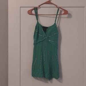 Sea foam green crocheted tank top with sequin detail